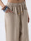 Bombay Paisley Beige Solid Cotton-Blend Pants