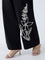 Gia Black Floral Embroidered Cotton-Blend Trousers