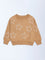 HOP Kids Girls Light Brown Star Design Cotton-Blend Sweatshirt