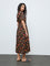 Bombay Paisley Black Foliage Printed Cotton A-Line Dress