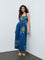 Bombay Paisley Dark Blue Floral Cotton A-Line Dress