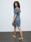 Bombay Paisley Blue Botanical Cotton A-Line Dress