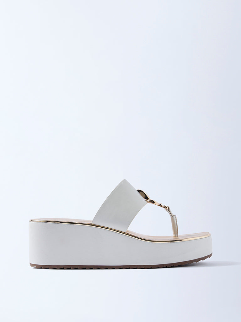 LUNA BLU White Wedge-Heel Sandals