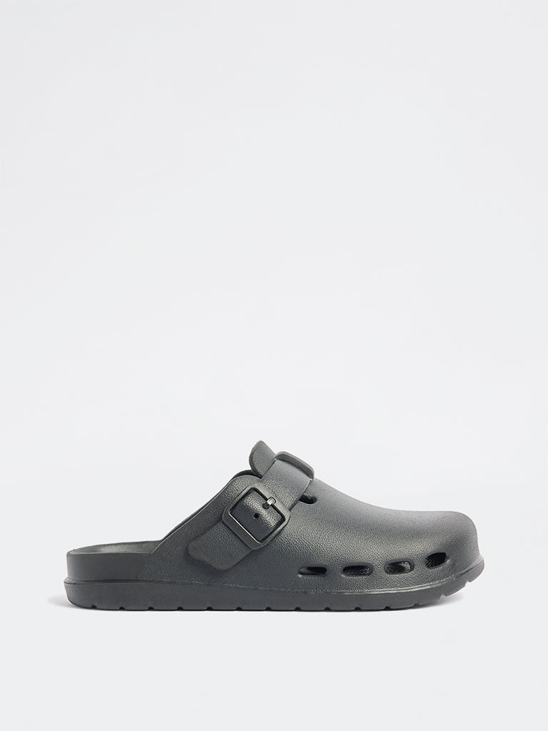 SOLEPLAY Black Perforated Clog Sandals