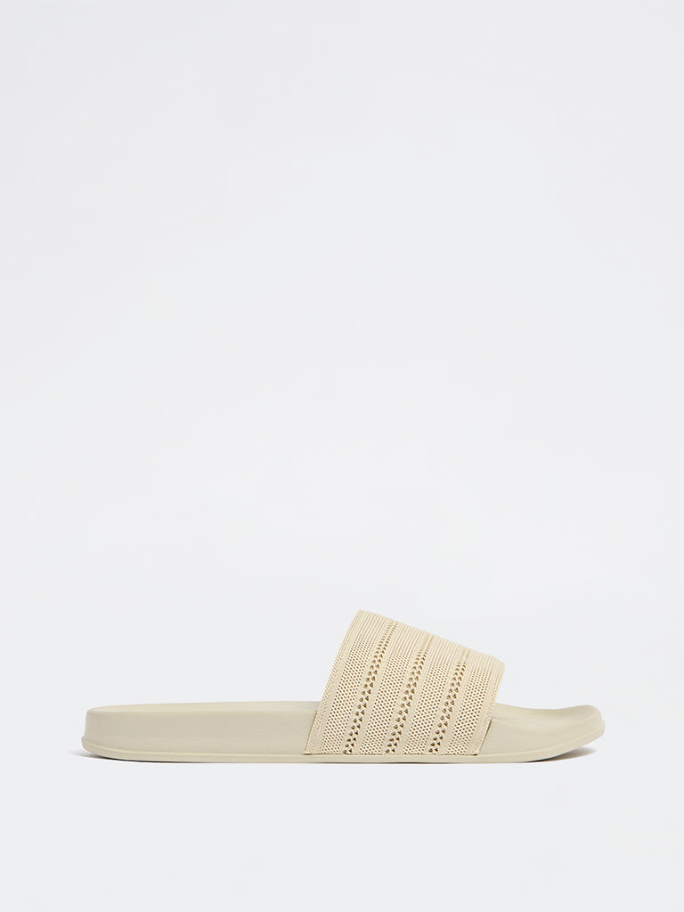 SOLEPLAY Ivory Knit-Textured Pool Slides