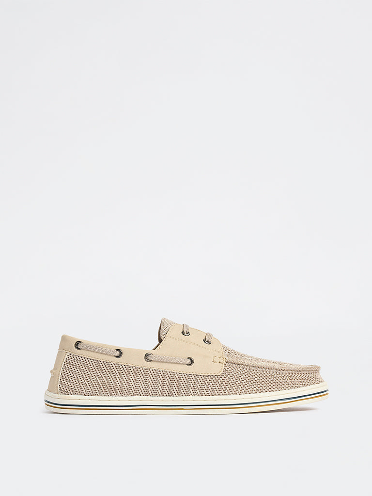 SOLEPLAY Beige Mesh-Detailed Lace-Up Sneakers