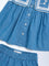 HOP Baby Girls Blue Embroidered Denim Top and Shorts Set