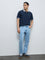 WES Casuals Blue Faded Relaxed-Fit Mid-Rise Jeans