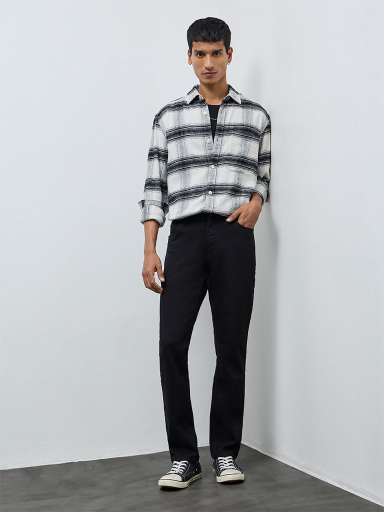 Nuon Black Hendrix Slim-Fit Mid-Rise Denim Jeans