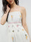 Bombay Paisley Off-White Floral Embroidered Cotton Tiered Dress