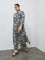 Diza Black Botanical Design A-Line Kurta