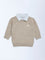 HOP Baby Boys Brown Knit-Textured Cotton Sweater