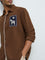 ETA Brown Embroidered Relaxed-Fit Cotton Shirt