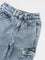 HOP Kids Boys Blue Washed Relaxed-Fit Mid-Rise Cargo Jeans