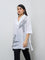 Diza White Leaf Embroidered Cotton Tunic