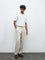 Ascot Off-White Relaxed-Fit Cotton Quarter-Zip Polo T-Shirt