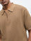 Ascot Tan Relaxed-Fit Cotton Quarter-Zip Polo T-Shirt