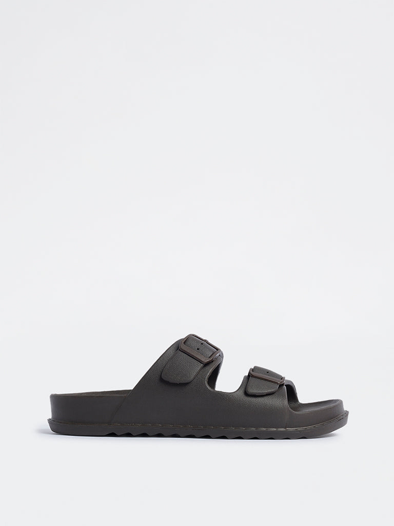 SOLEPLAY Dark Brown Buckle-Detailed Slip-On Slides