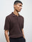 ETA Dark Brown Textured Relaxed-Fit Polo T-Shirt