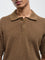 ETA Brown Textured Relaxed-Fit Polo T-Shirt