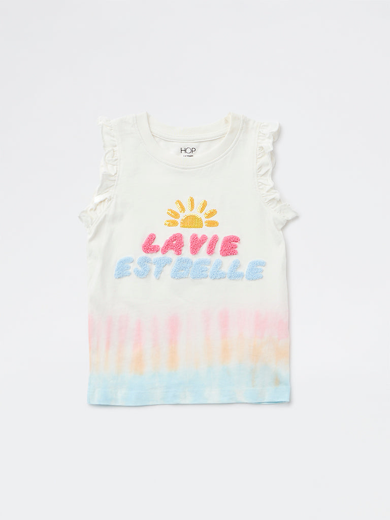 HOP Kids Girls Multicolour Printed Cotton Top