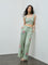 Bombay Paisley Sage Floral Embroidered Cotton-Blend Top
