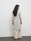 Utsa Grey Floral Printed Cotton Straight Kurta