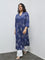 Diza Indigo Garden-Themed A-Line Kurta