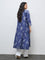 Diza Indigo Garden-Themed A-Line Kurta