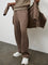Nuoflexx Taupe Relaxed Fit Mid-Rise Cotton-Blend Track Pants