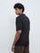 Ascot Black Cable-Knit Relaxed-Fit Cotton Polo T-Shirt