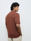 Ascot Rust Cable-Knit Relaxed-Fit Quarter-Zip Cotton Polo T-Shirt