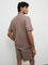 Nuoflexx Taupe Text-Detail Relaxed Fit Cotton-Blend T-Shirt