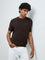 Ascot Dark Brown Textured Relaxed-Fit Cotton T-Shirt
