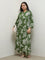 Diza Green Floral Pattern A-Line Kurta