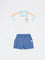 HOP Baby Boys White Tropical Themed Cotton Polo T-Shirt and Shorts Set