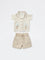 HOP Baby Boys White Crochet-Knit Cotton Shirt and Shorts Set