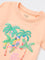 HOP Kids Girls Peach Tropical Printed Cotton T-Shirt