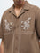 ETA Taupe Floral Embroidered Relaxed-Fit Cotton Shirt