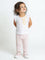 HOP Baby Girls White Floral Applique Detailed Cotton Top and Pants Set