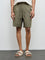 ETA Olive Solid Relaxed-Fit Mid-Rise Cotton Shorts