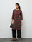 Utsa Maroon Chevron Printed Cotton Straight Kurta