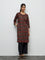 Utsa Maroon Chevron Printed Cotton Straight Kurta