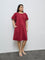Gia Red Solid Cotton Straight Dress