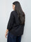 Gia Black Solid Cotton-Blend Blouse