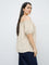Gia Beige Smock-Detailed Top
