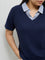 Gia Navy Collared Top