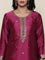 Magenta Silk embroidered three piece suit set