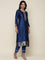 Midnight Blue Silk Hand embroidered three piece suit set
