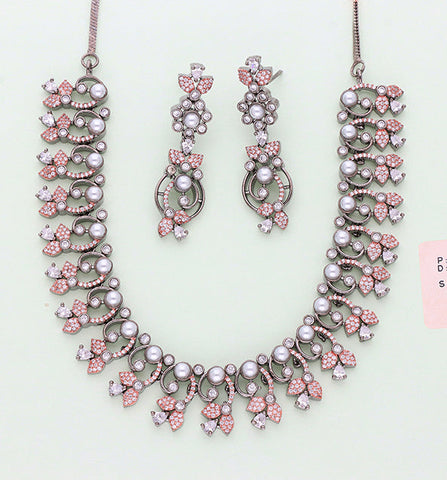 Designer BlackRose Polish Zirconia Necklace Set